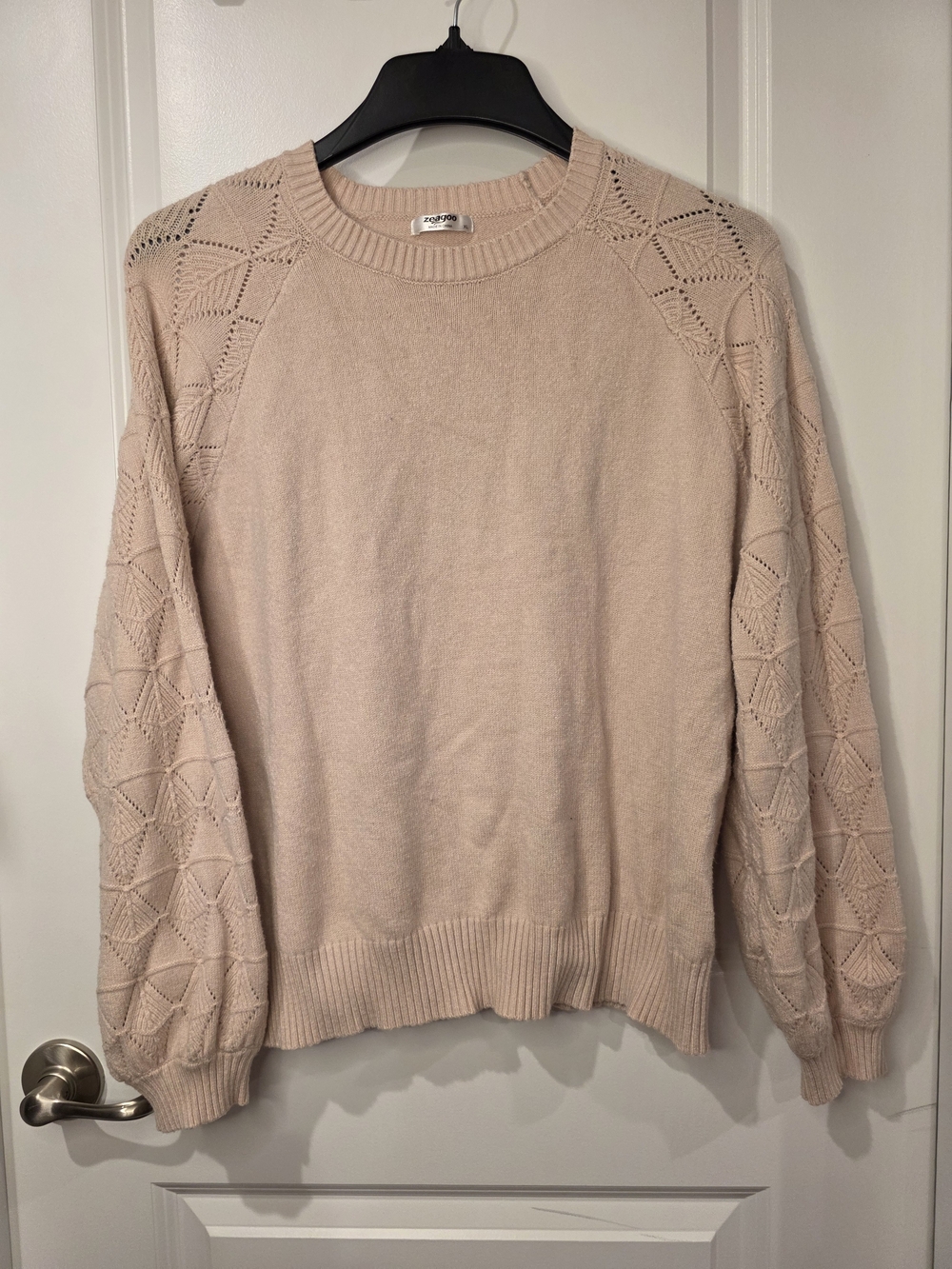 Crewneck Pointelle Sleeve Sweater